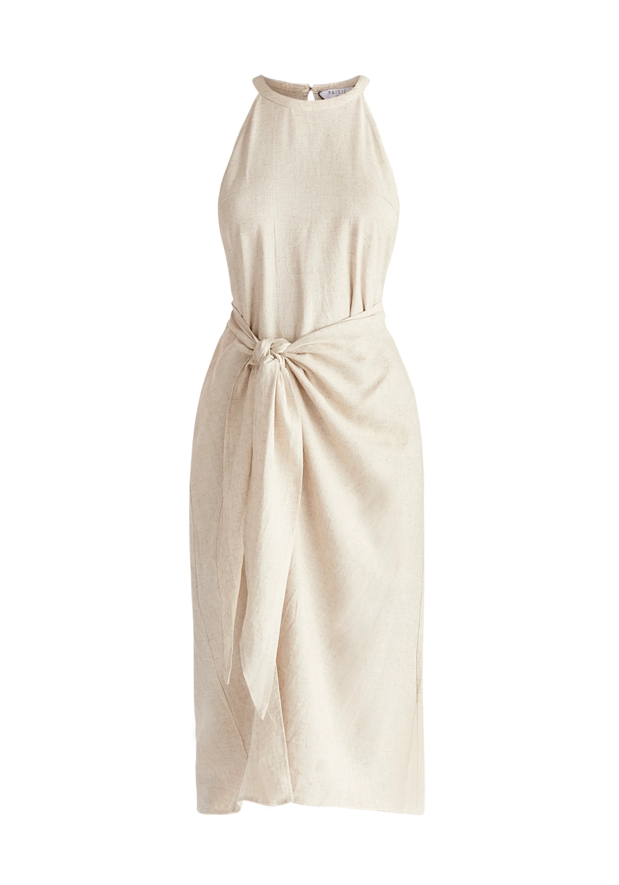 Linen Blend Waist Tie Dress