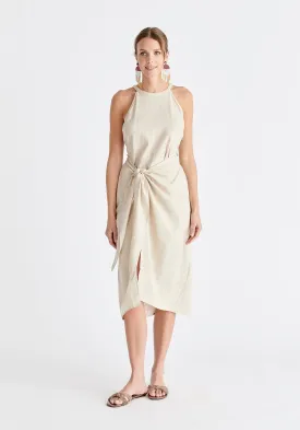 Linen Blend Waist Tie Dress