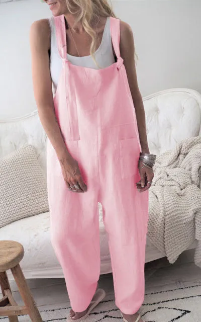 Loose cotton linen overalls  jumpsuit