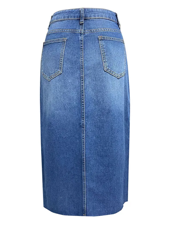 Make Me Midi Denim Skirt