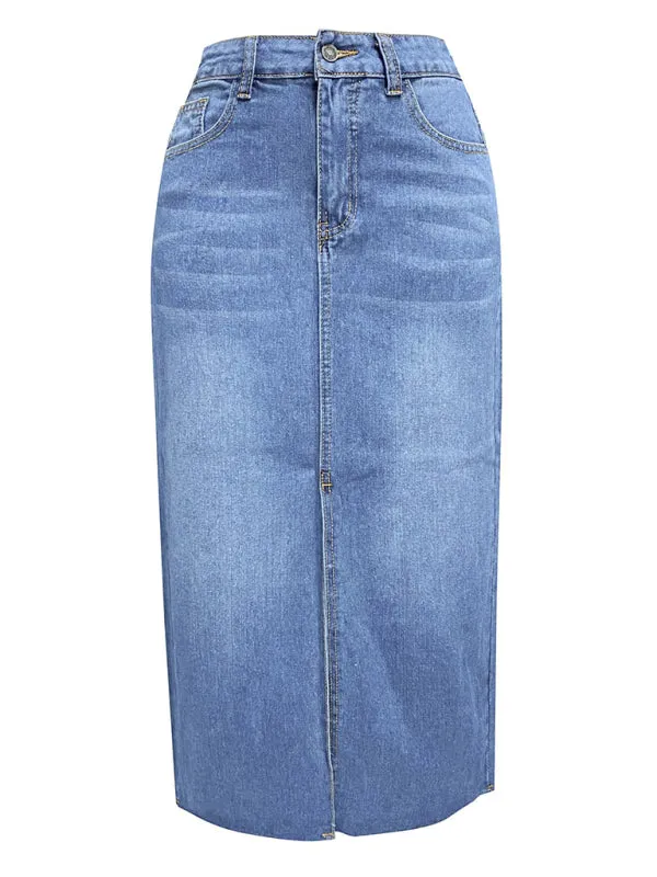 Make Me Midi Denim Skirt