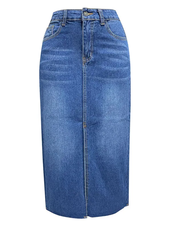 Make Me Midi Denim Skirt