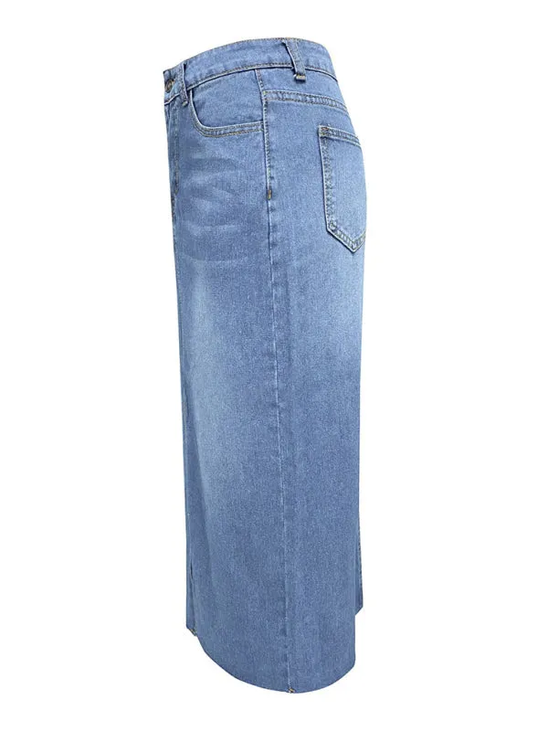 Make Me Midi Denim Skirt