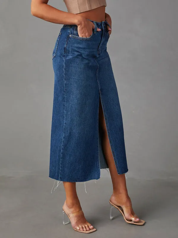 Make Me Midi Denim Skirt