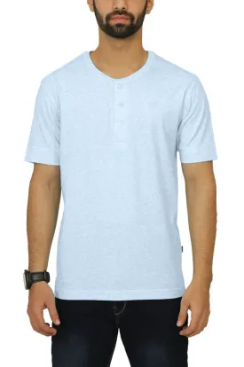 Men's Henley T-shirt - AWNING BLUE HEATHER