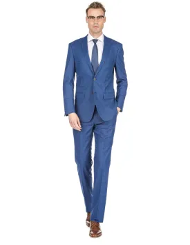 Mens Slim Fit Window Pane Suit Dark Blue