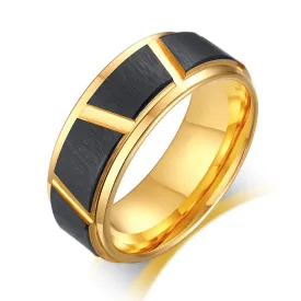 Mens Two Tone Ring with Custom Name