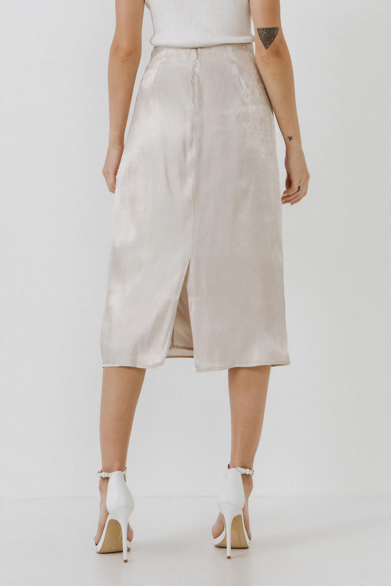 Metallic Effect Midi Skirt