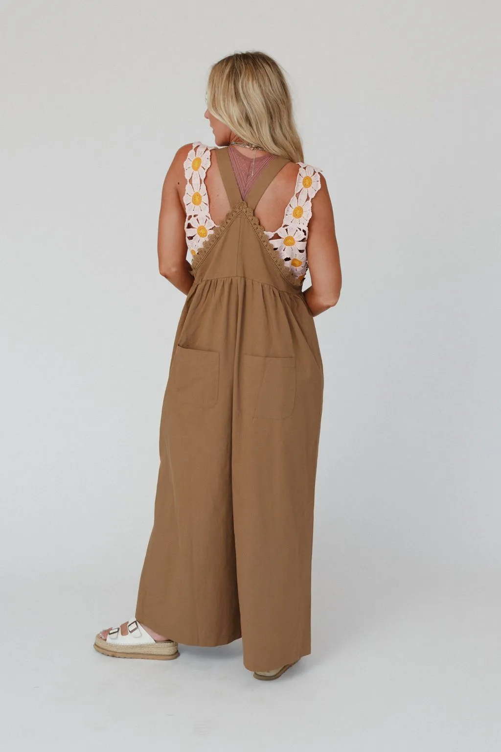 On A Whim Lace Detail Overalls - Mocha