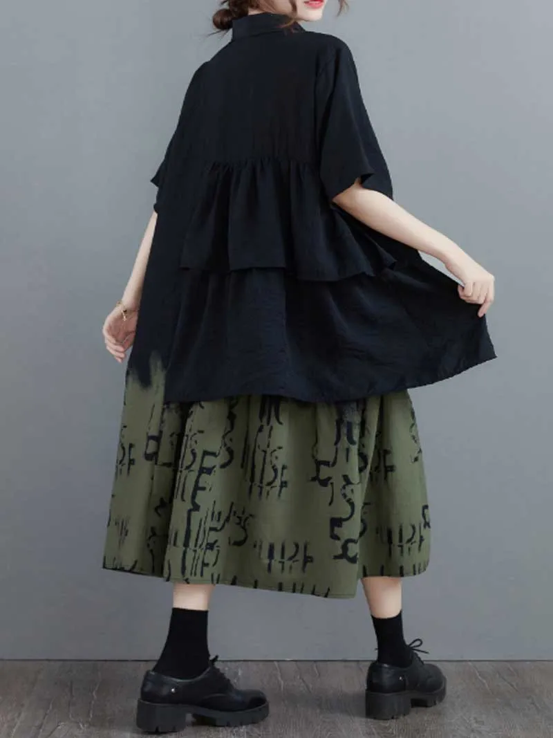 Pendulum Style Contrasting A-Line Shirt Dress