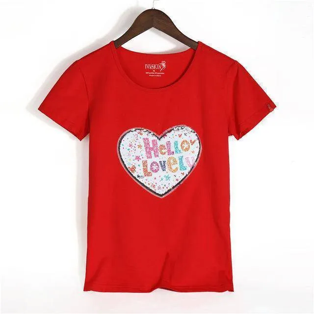 Petite Happy Reversible Sequin Cotton T-Shirt ( S /US 0 - XXXL/ US 12)