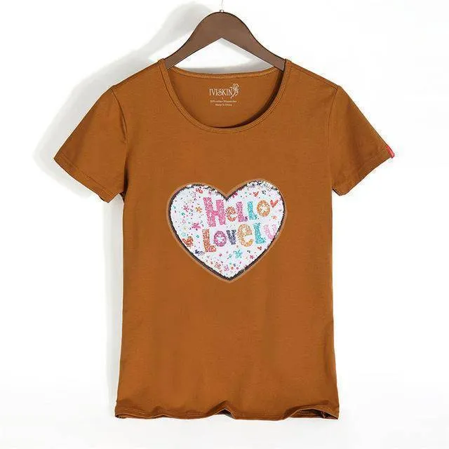 Petite Happy Reversible Sequin Cotton T-Shirt ( S /US 0 - XXXL/ US 12)