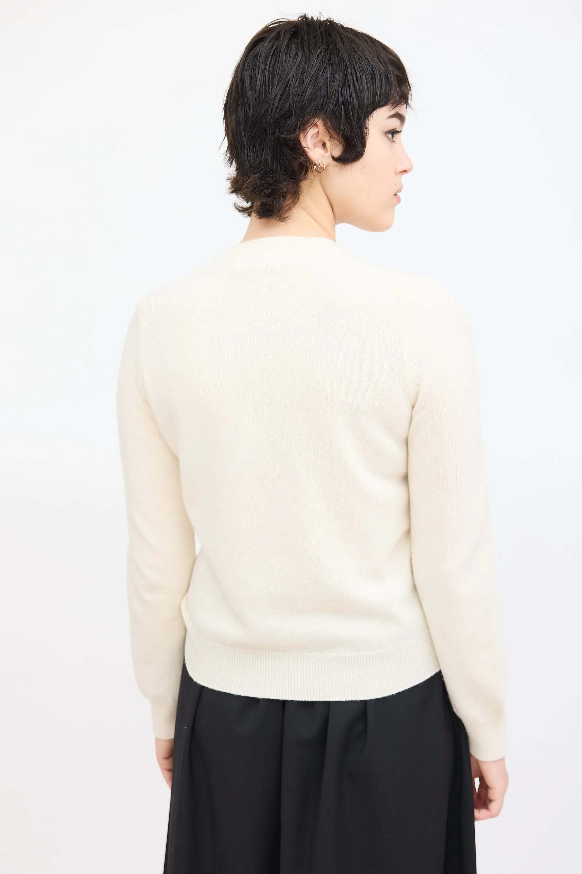 Play Cream Wool Patch Logo Cardigan