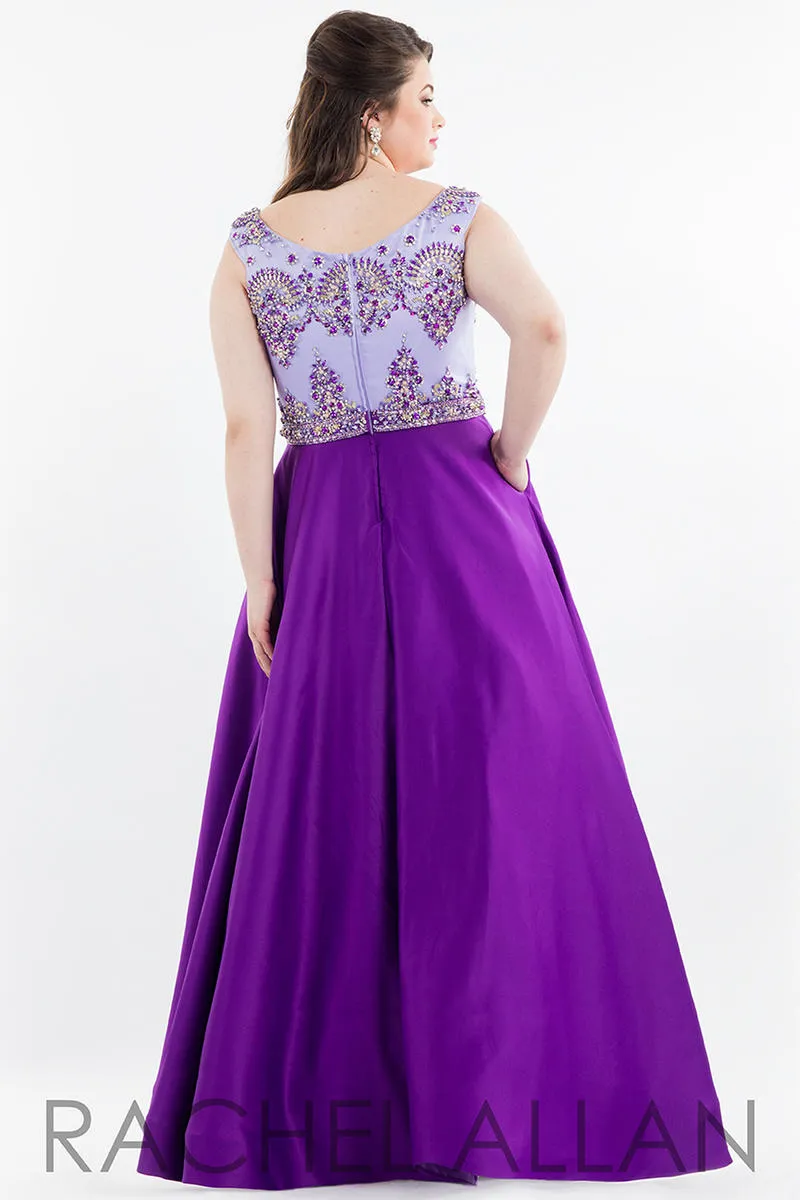 Rachel Allan 7849 Lilac Purple A-Line Dress - Size 30