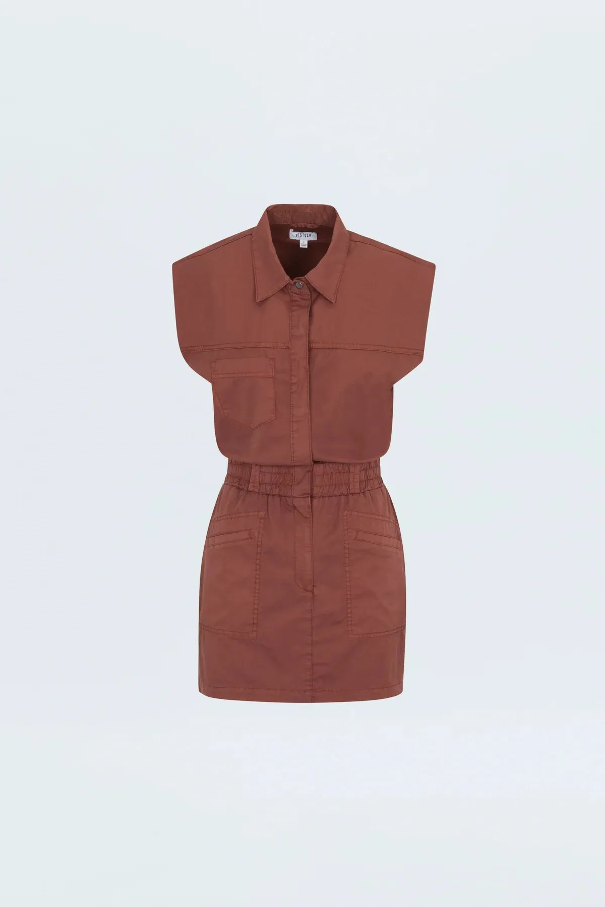 Rosie Mini Dress Smocked Waist Praline