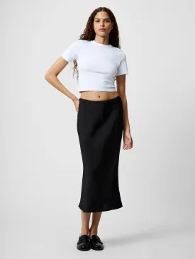 Satin Slip Midi Skirt