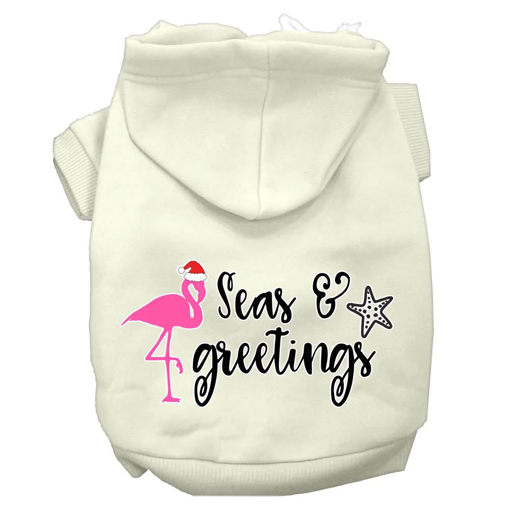 Seas And Greetings Screen Print Dog Hoodie Cream S