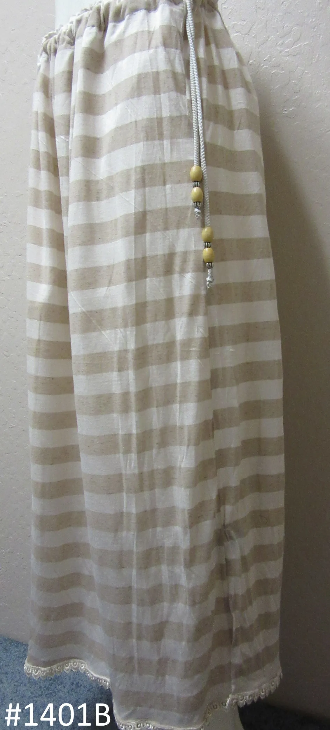 Skirt 6921401b Jersey Polyester White Beige Stripes Long Trendy Skirt