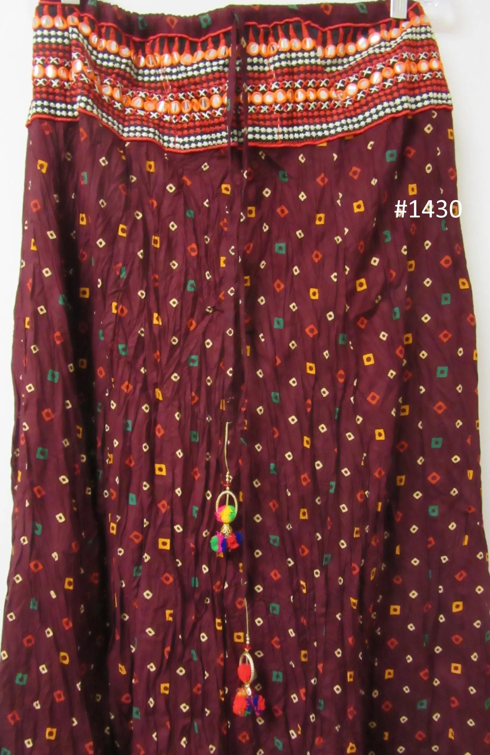 Skirt 6921430 Maroon Cotton Bandhej Printed Long Trendy Skirt