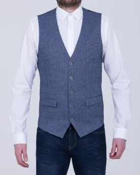 Skopes Slim Fit Tall Jude Waistcoat (blue herringbone)