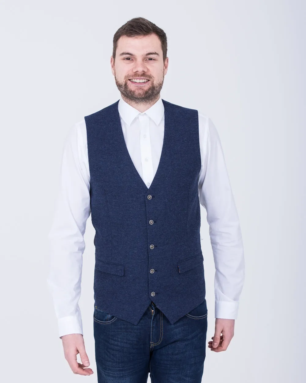 Skopes Slim Fit Tall Jude Waistcoat (navy herringbone)