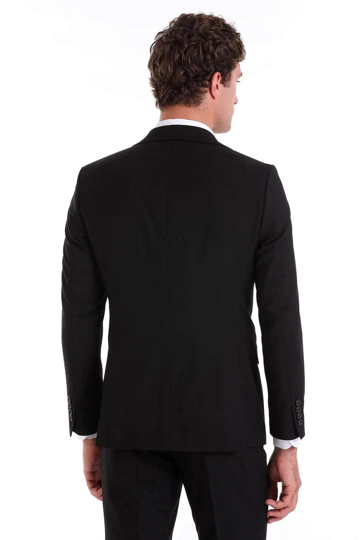 Slim Fit Notch Lapel Black Classic Suit