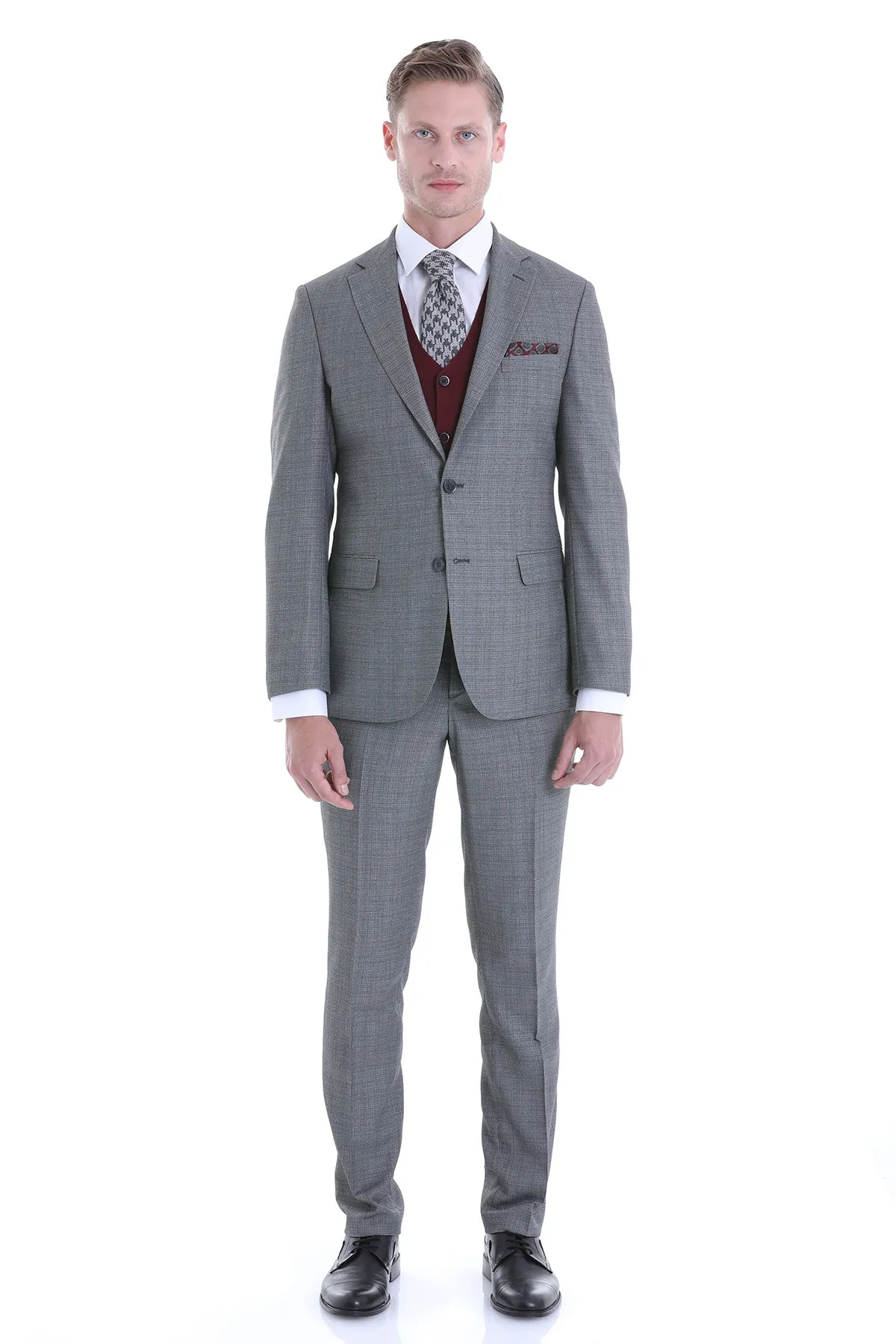 Slim Fit Notch Lapel Gray Classic Suit