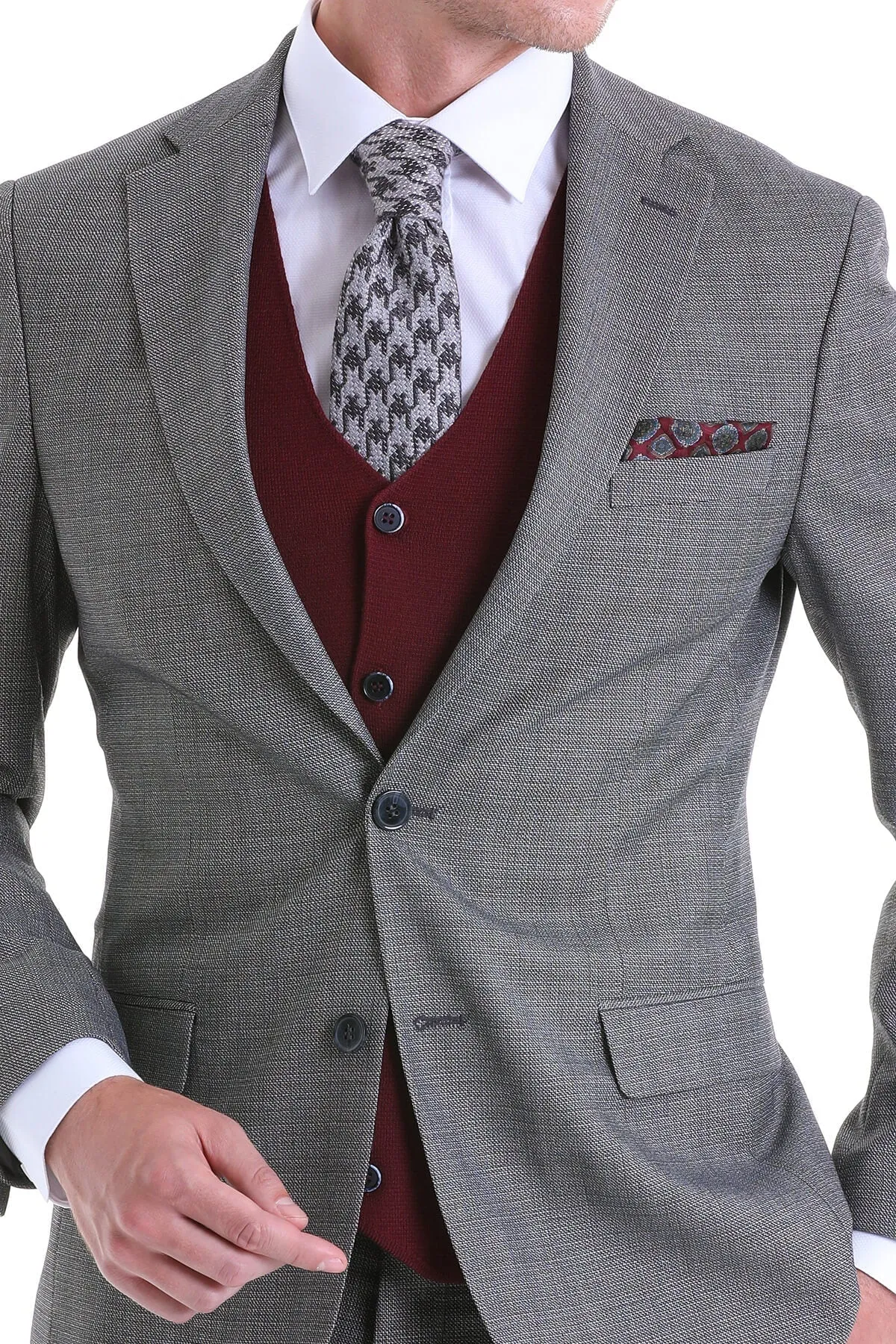 Slim Fit Notch Lapel Gray Classic Suit