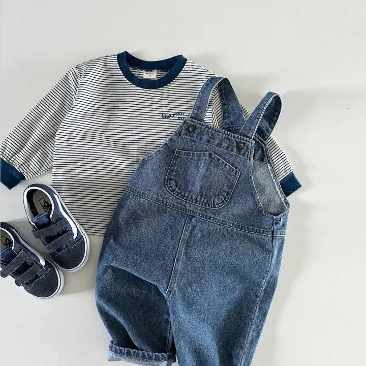 Solid Denim Kids Overalls