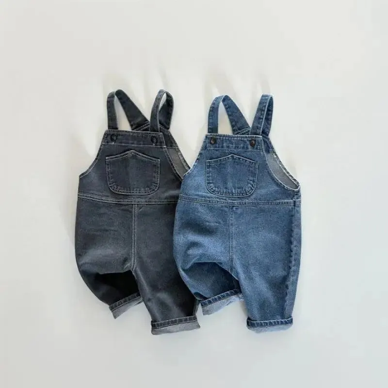 Solid Denim Kids Overalls