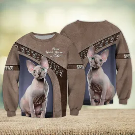 Sphynx Cat Love Never Walk Alone 3D Full Print Sweatshirt, Christmas Gift for Cat Lovers