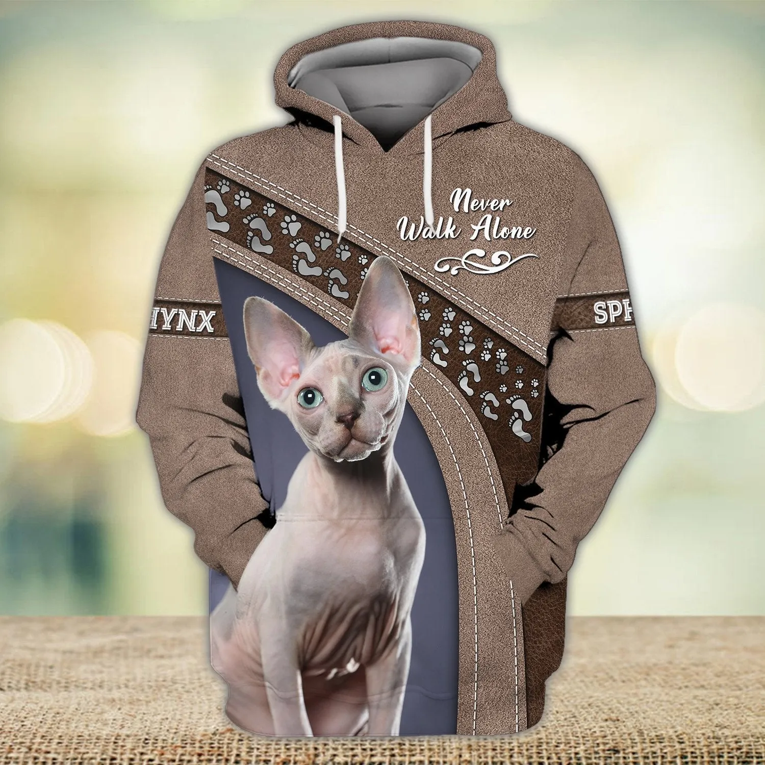 Sphynx Cat Love Never Walk Alone 3D Full Print Sweatshirt, Christmas Gift for Cat Lovers