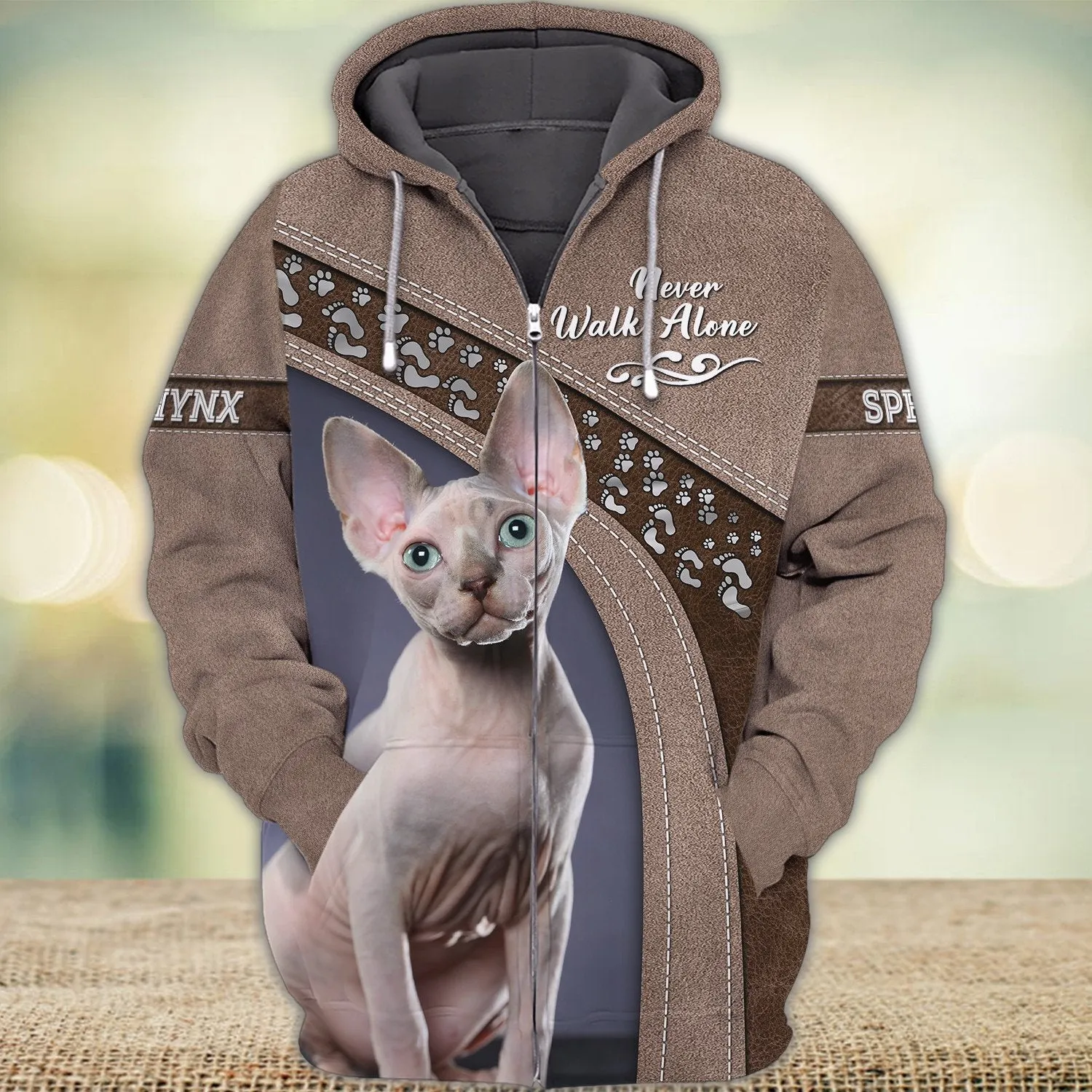 Sphynx Cat Love Never Walk Alone 3D Full Print Sweatshirt, Christmas Gift for Cat Lovers