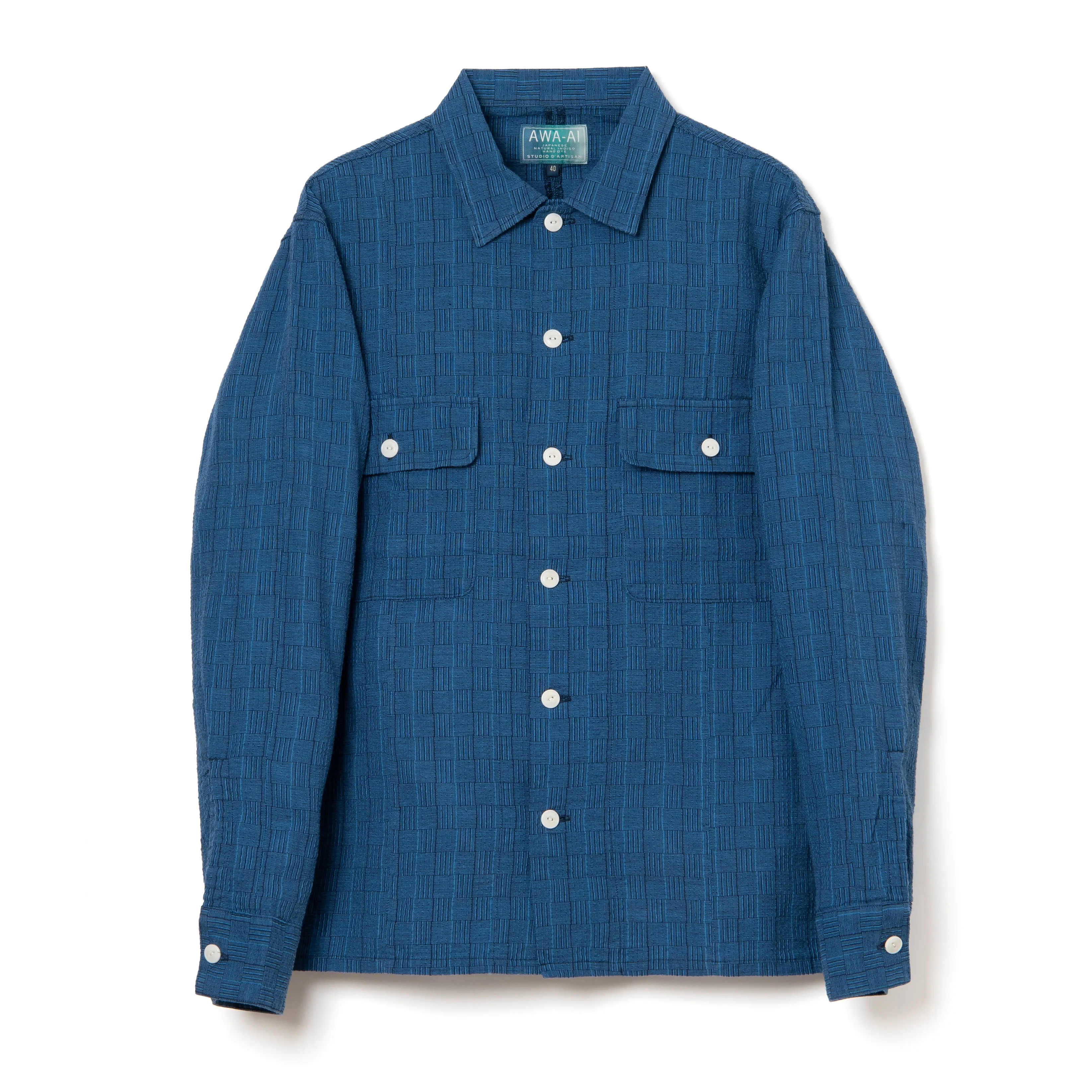 Studio D'Artisan "Awa-Ai" Natural Indigo Shijira Plaid Shirt