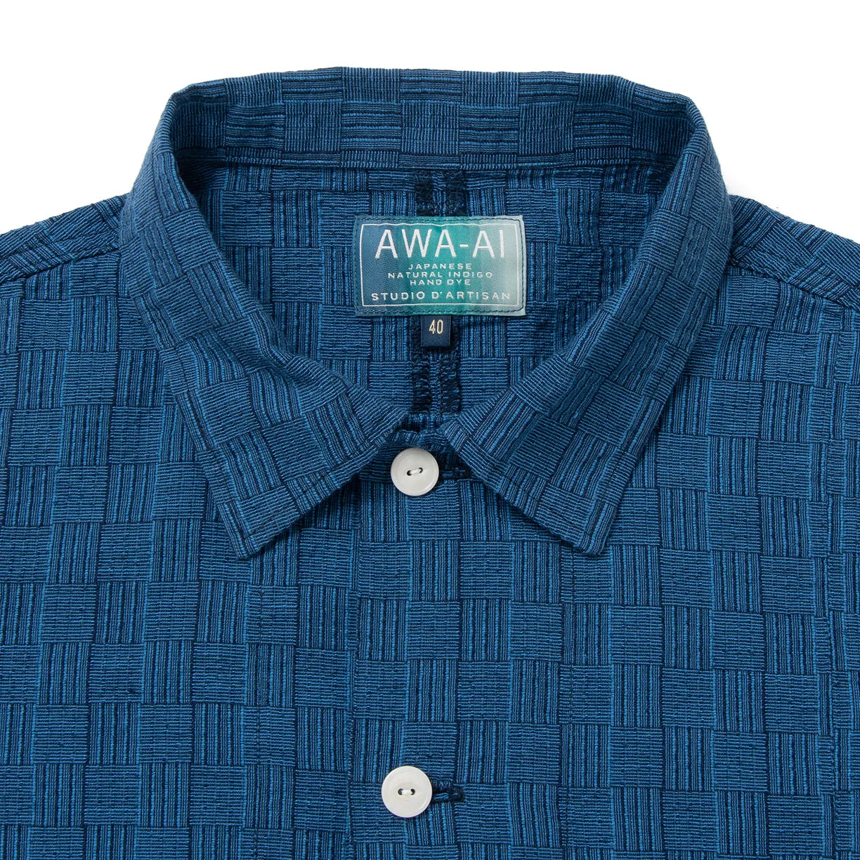 Studio D'Artisan "Awa-Ai" Natural Indigo Shijira Plaid Shirt