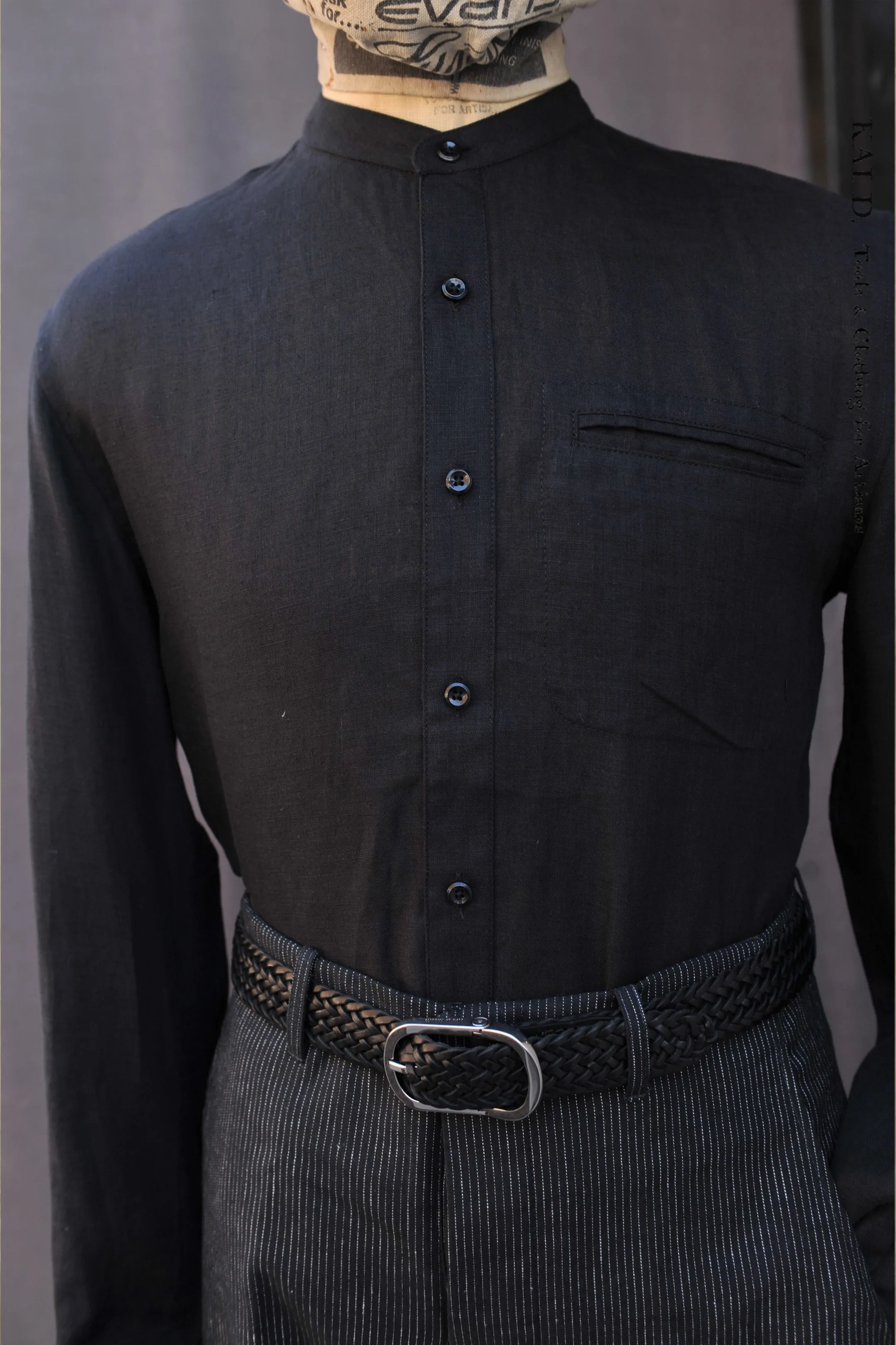 Tanner Shirt - Black Belgian Linen - S, M, L, XL, XXL