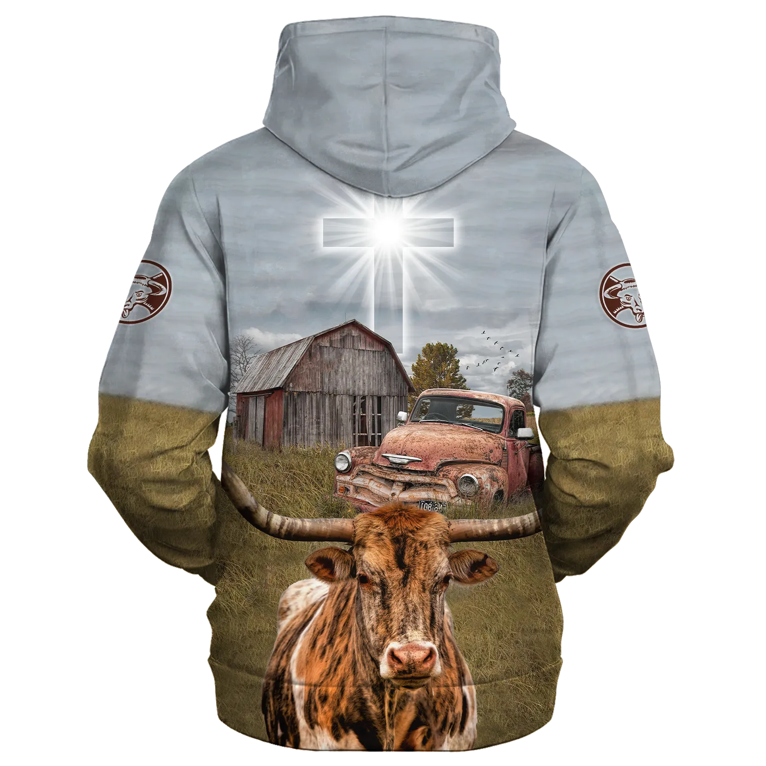 Texas Longhorn Hoodie, 3D All Over Print Farm Hoodie For Dad Mother