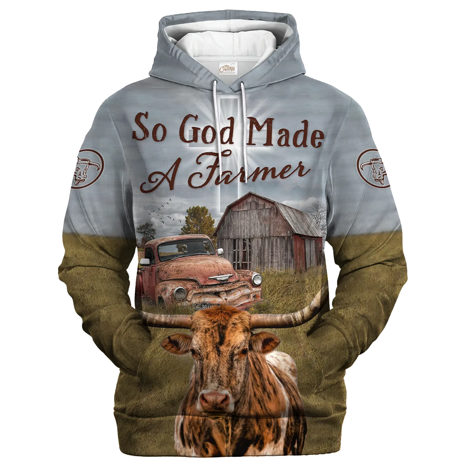 Texas Longhorn Hoodie, 3D All Over Print Farm Hoodie For Dad Mother