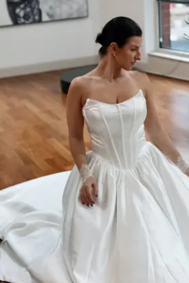 Try At Home -  Basque Waist Satin Bridal Gown