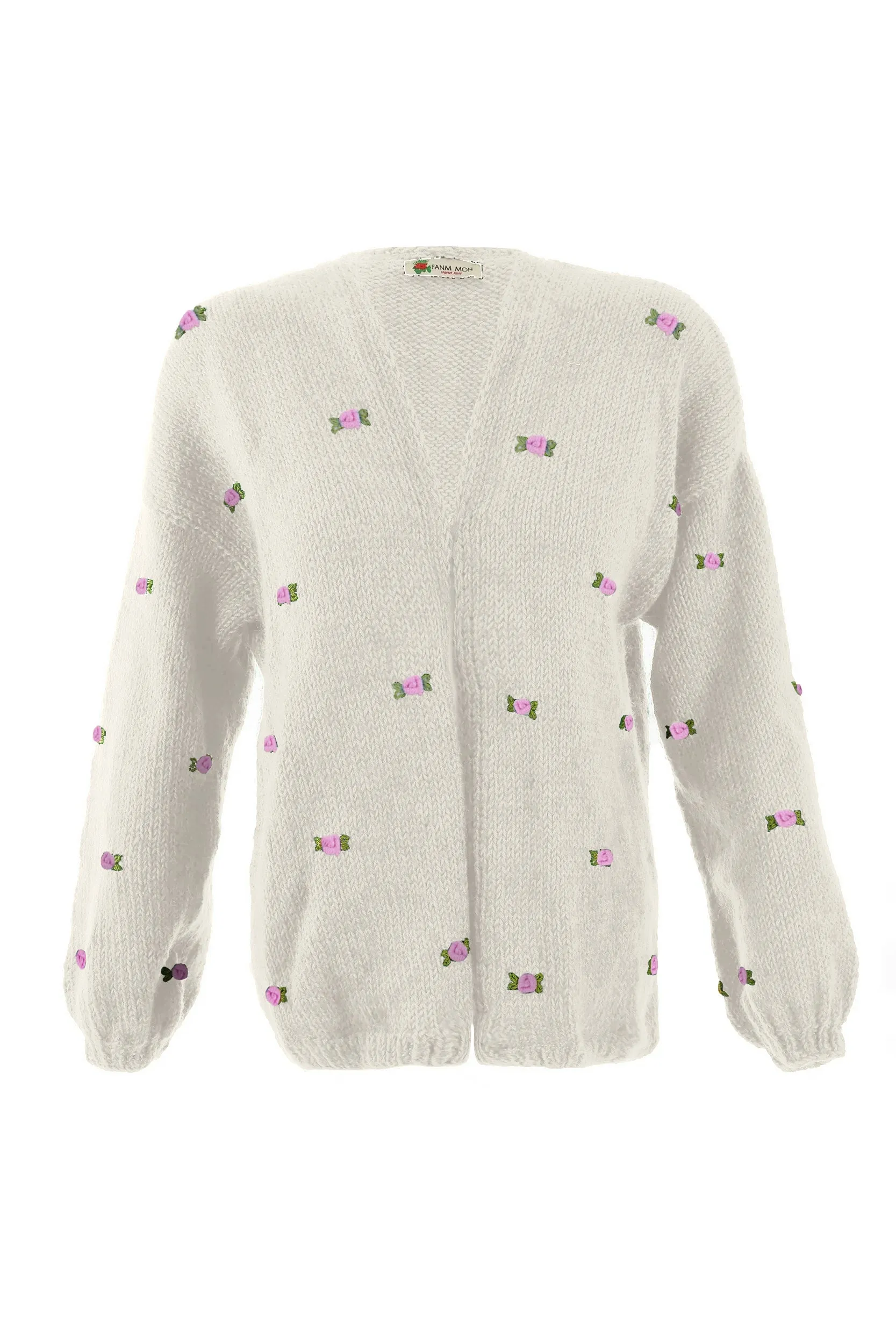 WINTER BLOOM PINK ROSE Wool Cardigan