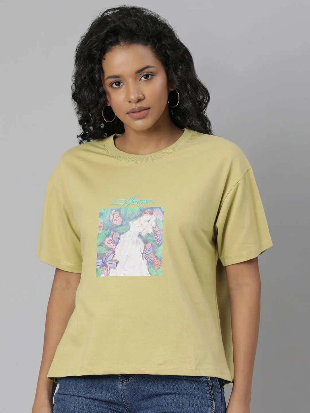 Women Solid Mustard T Shirt