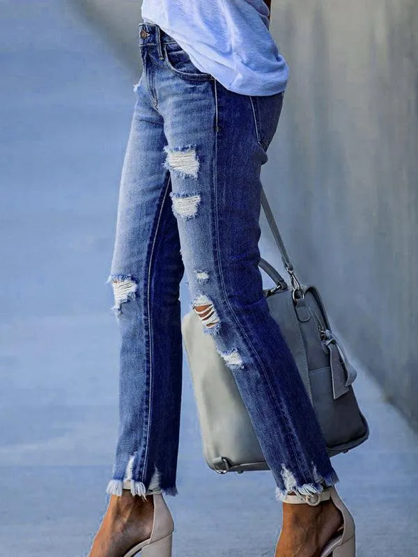 Women’s Ripped Straight Leg Jeans