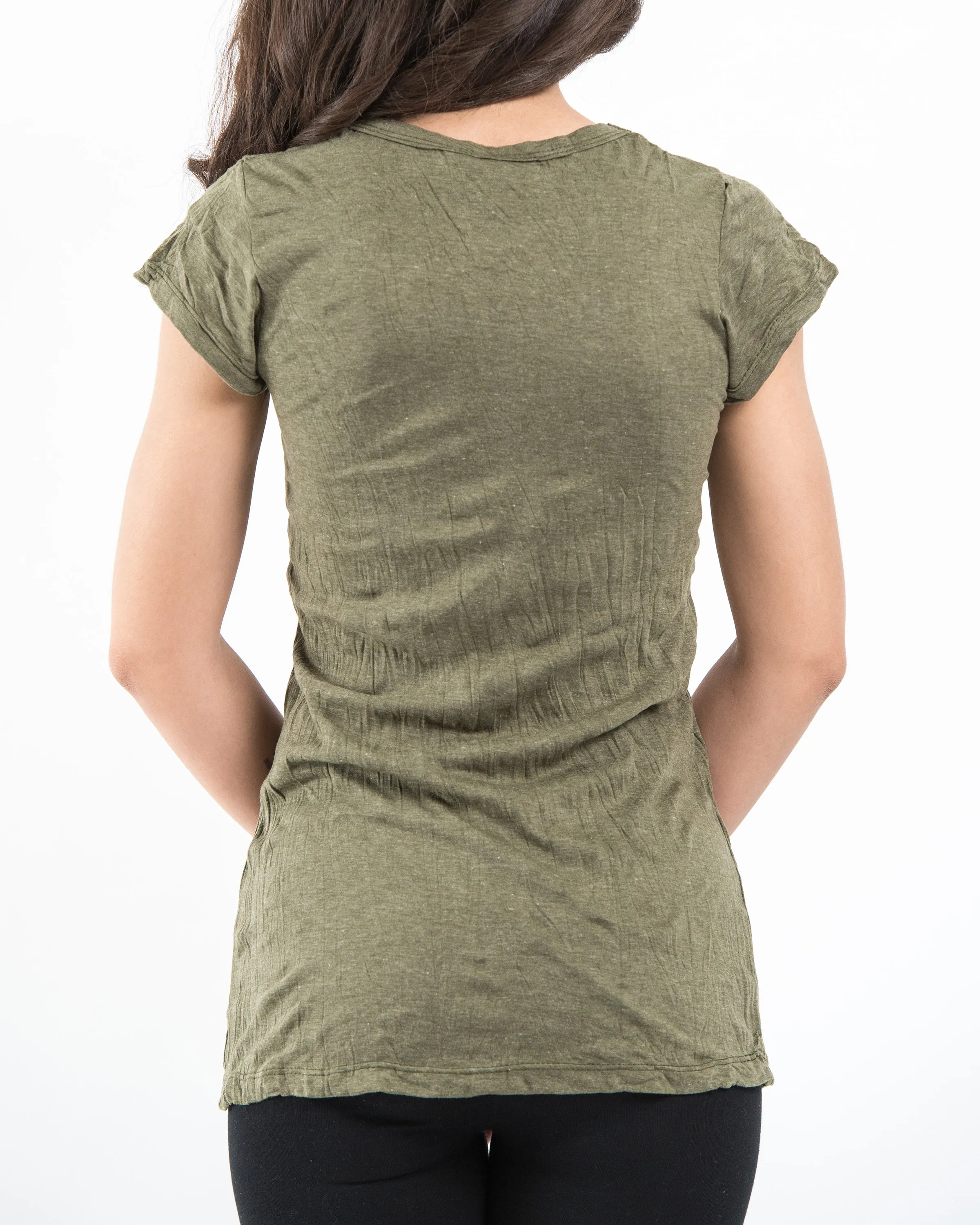 Womens Solid Color T-Shirt in Green