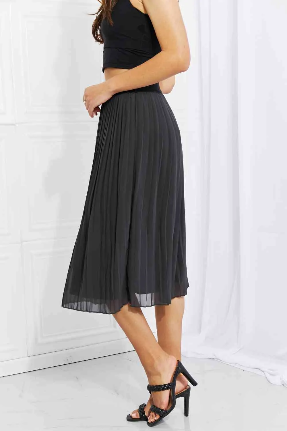 Women's Zenana Full Size Romantic At Heart Pleated Chiffon Midi Skirt