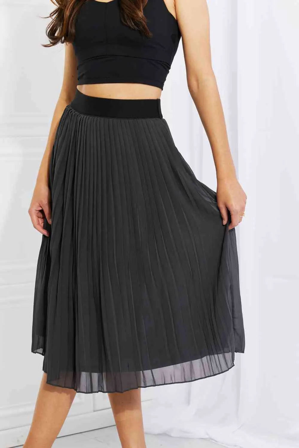 Women's Zenana Full Size Romantic At Heart Pleated Chiffon Midi Skirt