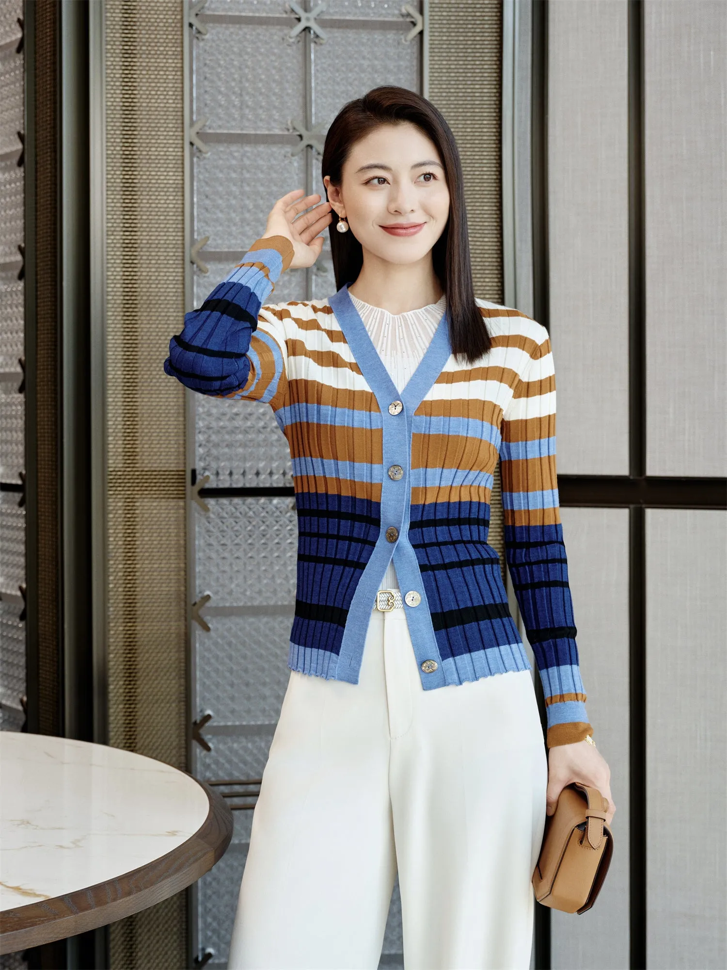 YAYING Wool V-Neck Knit Cardigan