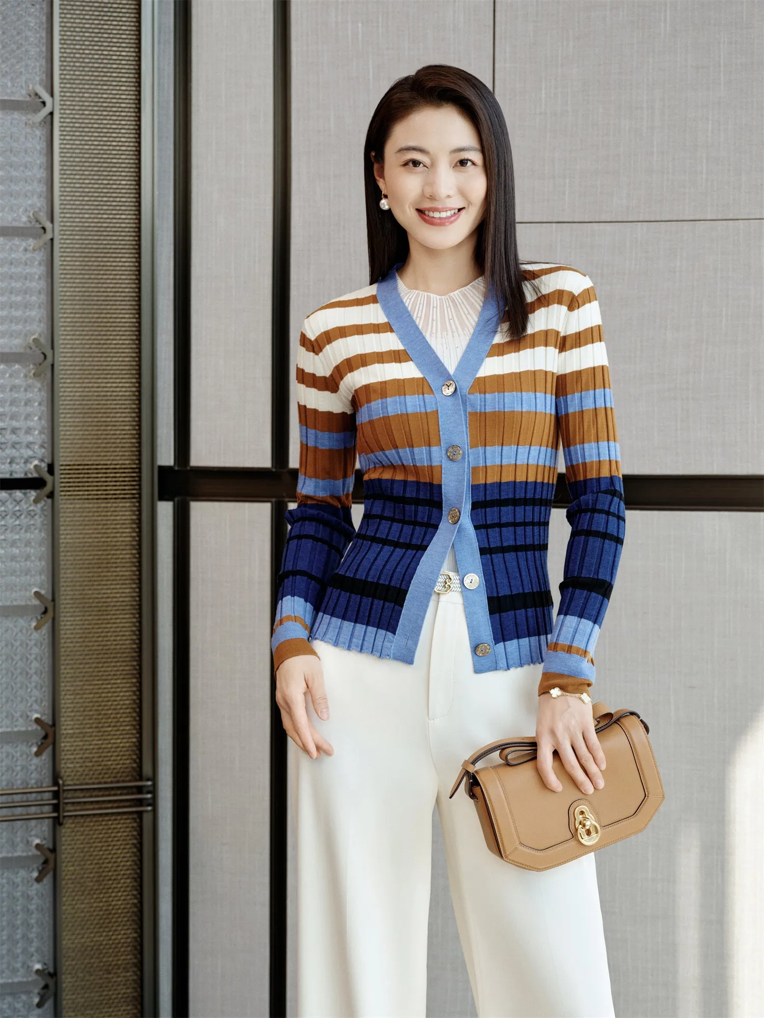 YAYING Wool V-Neck Knit Cardigan