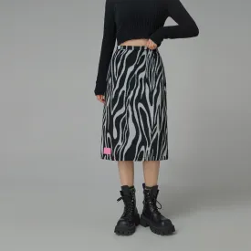 Zebra A-Line Midi Skirt